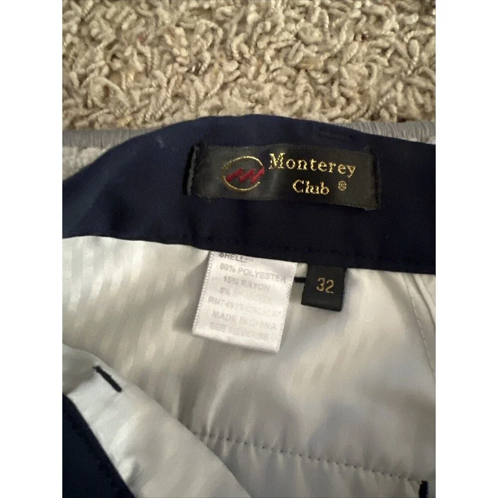 Monterey Club Golf Short Men Size 32 Chino Classic Navy Blue